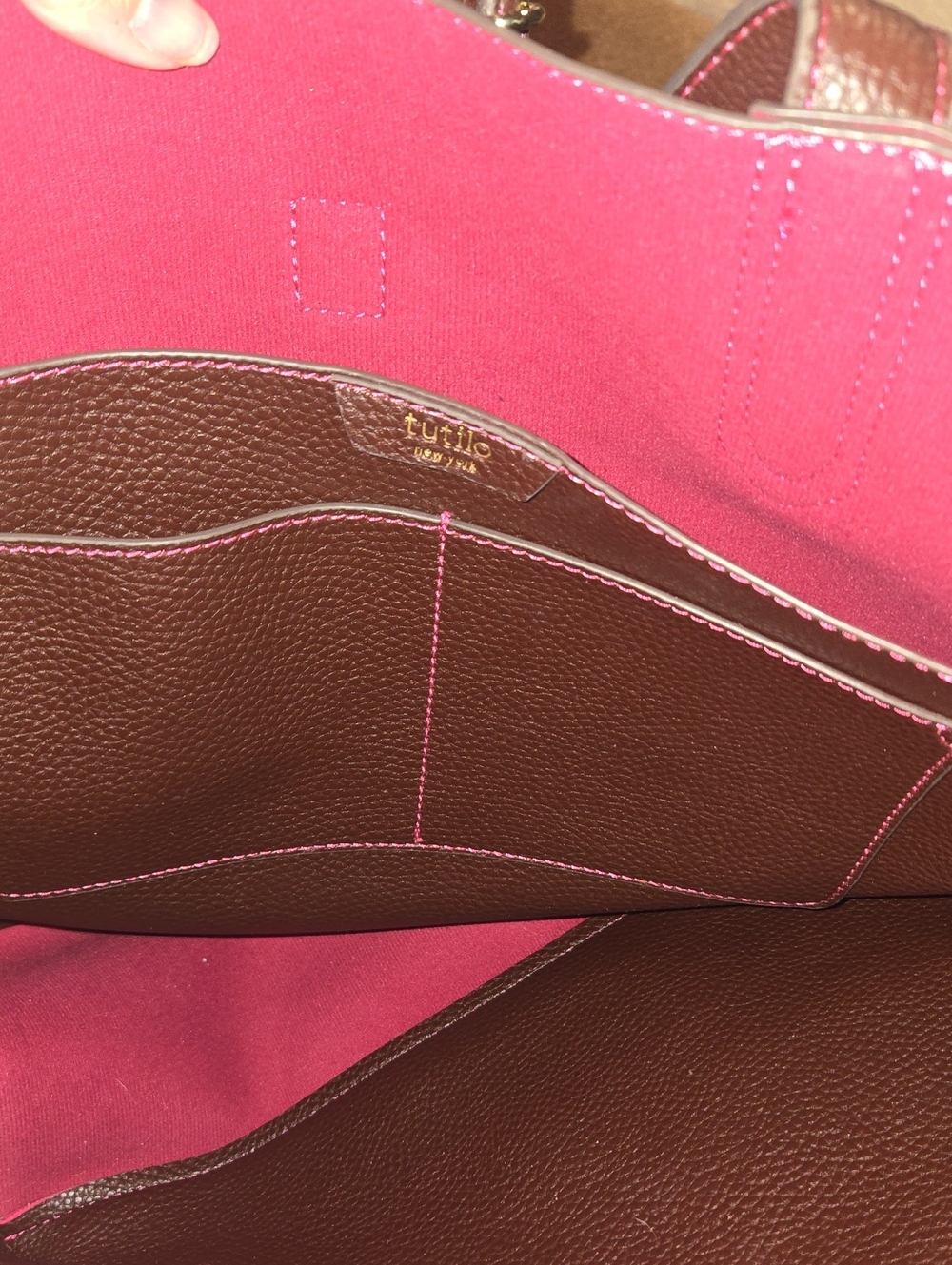 Tutilo-Brown Pebbled Vegan Leather "Carry the Day" Tote Bag W Satchel - Picture 10 of 13